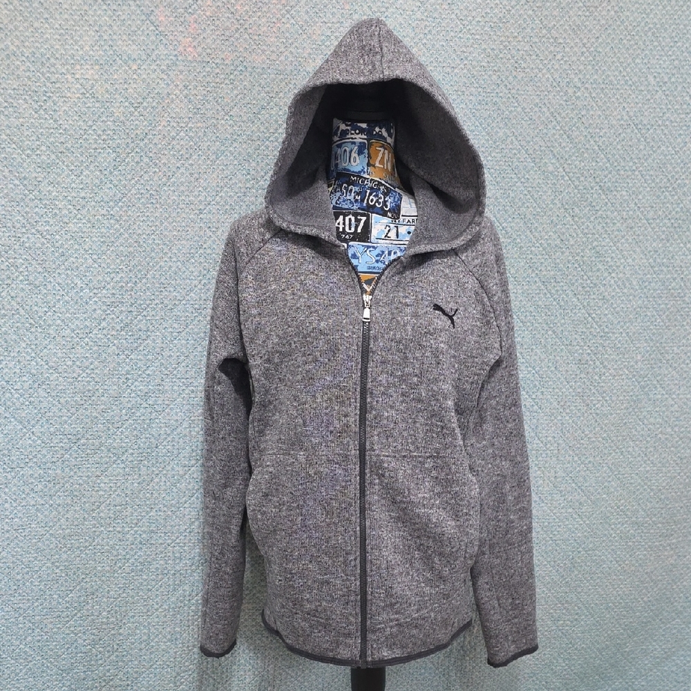 Puma Mens M Heather Gray Zip-Up Hoodie